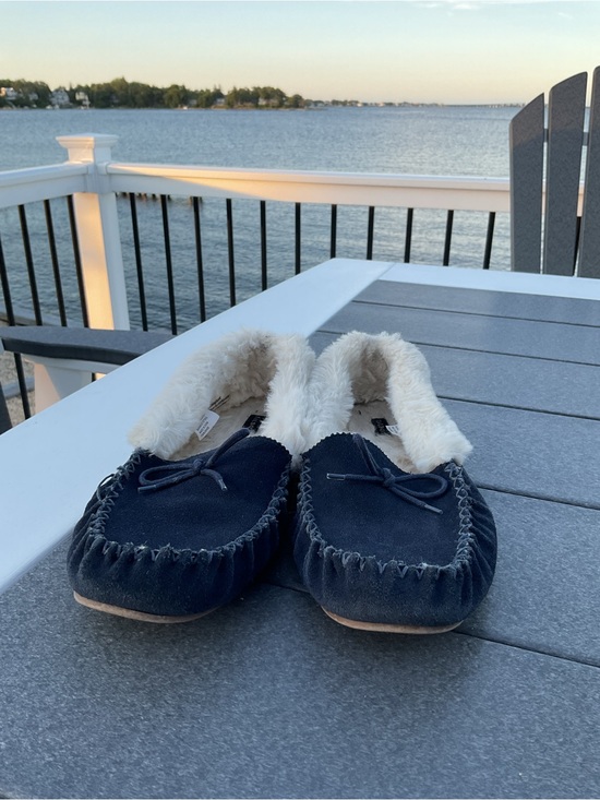 Nautica Shoes - Nautica Navy Blue Faux-Fur Lined Moccasin Slippers